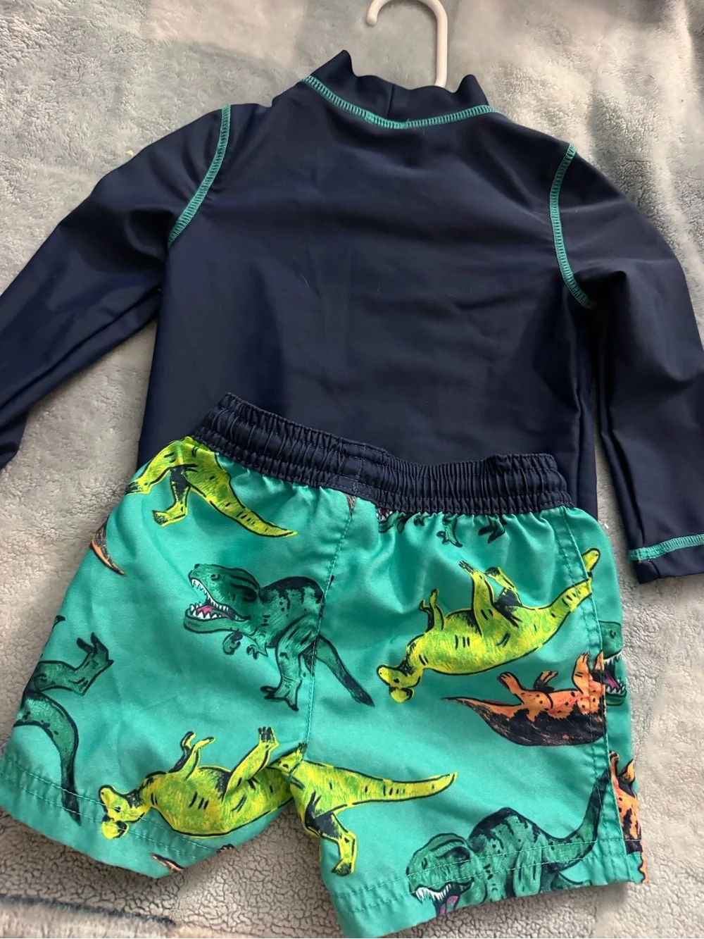 Carter's Navy & Teal Dinosaur Rashguard Swim Set 12m